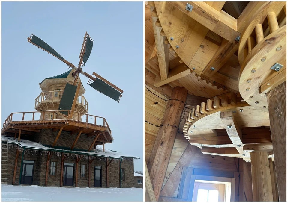 В Курганской области построили ветряную мельницу по образцу XIX века и начали изготавливать на ней масло