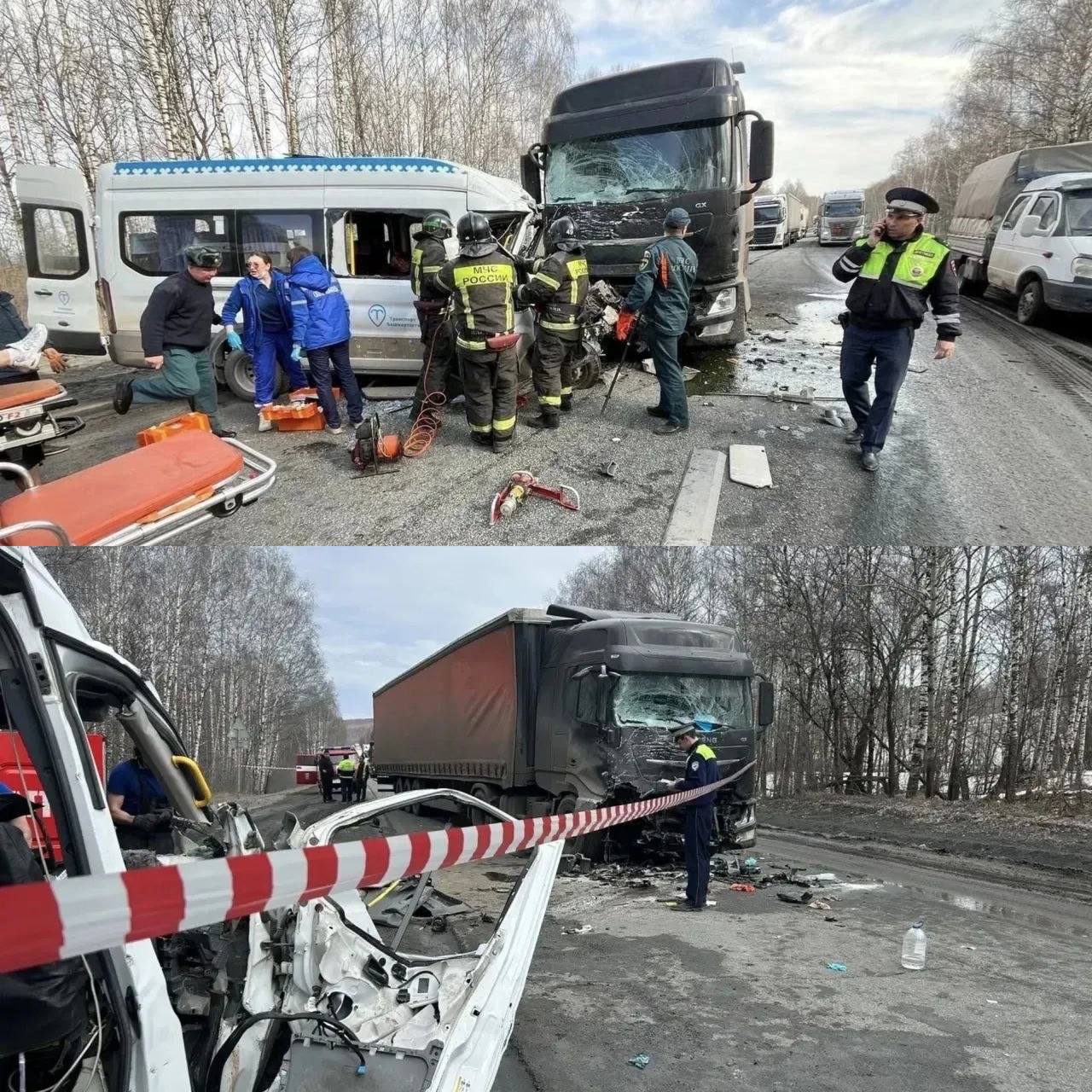 Микроавтобус столкнулся с грузовиком в Челябинской области Микроавтобус столкнулся с грузовиком в Челябинской области