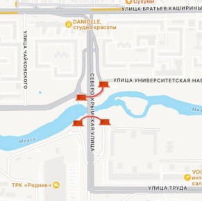 В связи с подъемом уровня реки Миасс временно закрыто движение по обоим проездам под мостом, расположенным по улице Северо-Крымская: