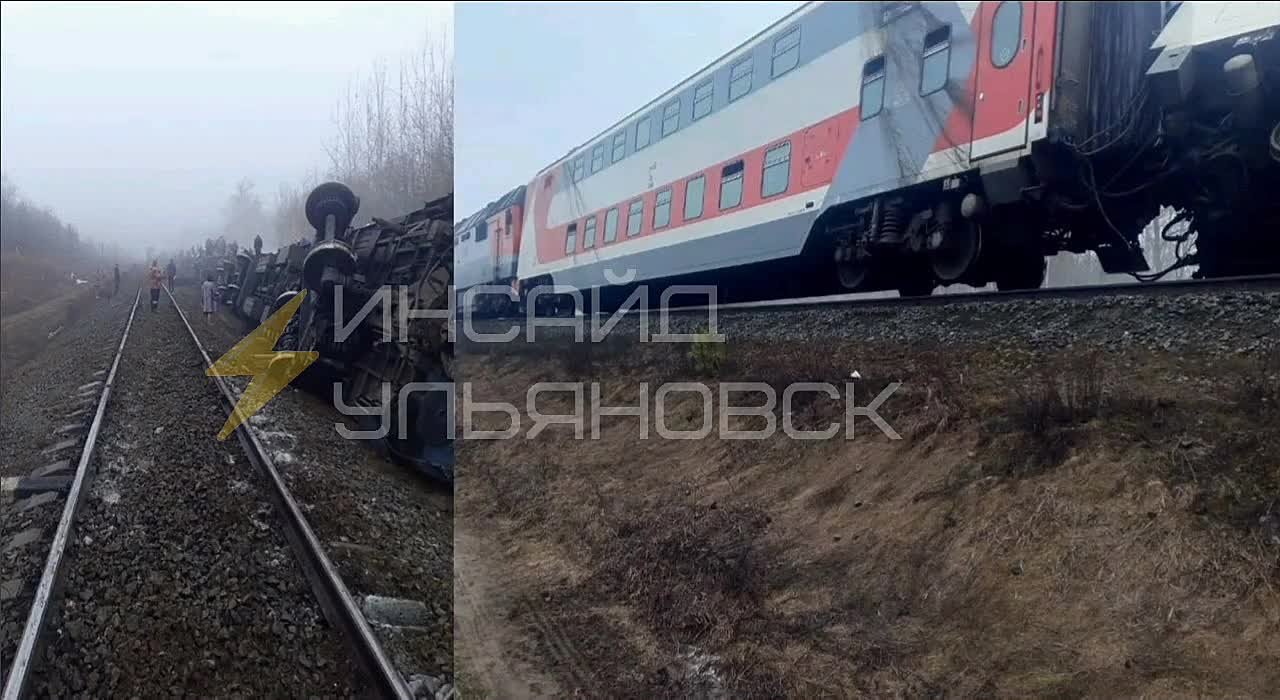 Опубликованы первые кадры с места ЧП, где поезд Москва — Челябинск сошел с рельсов в Ульяновской области