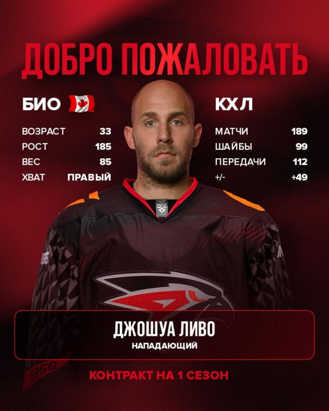 Канадский форвард Джош Ливо, рекордсмен КХЛ по голам в регулярном чемпионате, перешел в «Авангард»