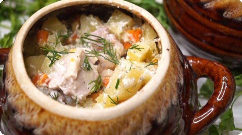Быстрый ужин: картошка с курицей в горшочках