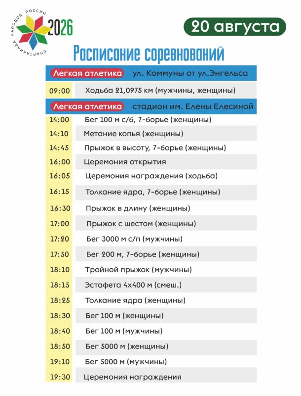 Программа и билеты на Спартакиаду народов России по легкой атлетике в Челябинске!