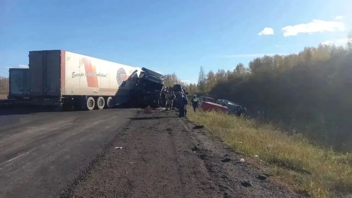 Большегруз врезался в дорожную технику на трассе М-5